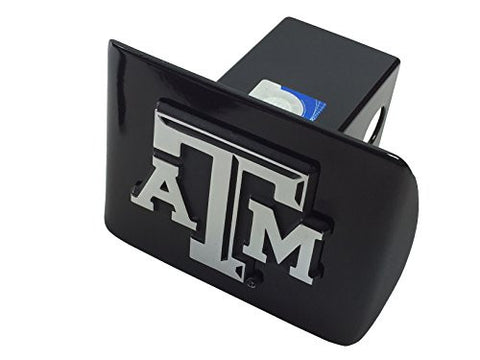 Texas A&M METAL emblem on black METAL Hitch Cover