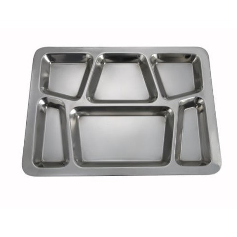 Mess Tray, 6 Compartment, Style B, 15-1/2"x 11-1/2", Set of 4