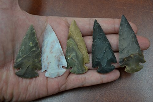 5 Pcs Assort Agate Stone Spearhead Arrowhead Point 2" - 2 1/2"