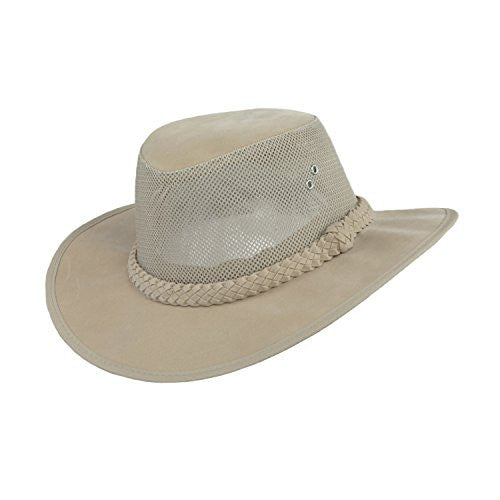 Beige L / XL Big Tall Mens Sun Hat, Vented Mesh, Soaker Design, UPF 50