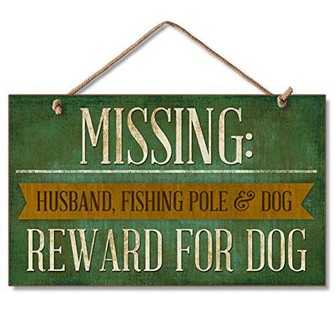 Reward For Dog Wood Sign, 9.5" x 5.6" x .25"