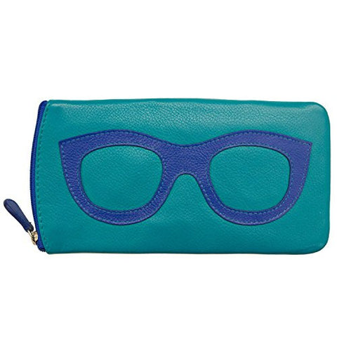 Eyeglass case with side zipper - Aqua/Cobalt