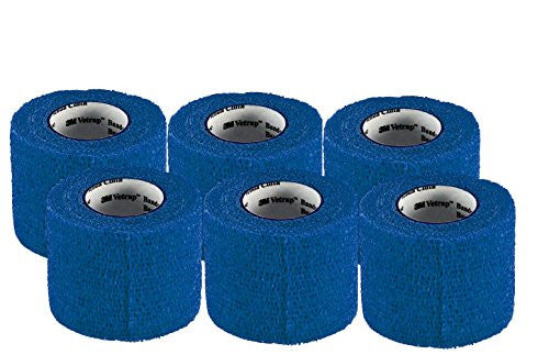 3M VetRap Bandaging Tape 2in; Wide x 5 Yards, 6 Rolls, Blue