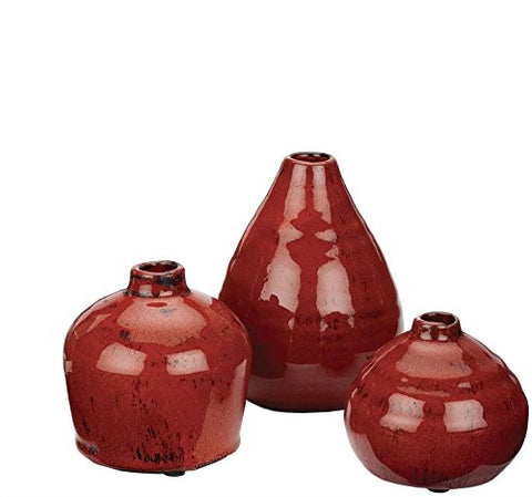 Red Ceramic Small Vase Set 3