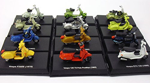 Scooter Set Complete Collection of 12 Different 1/32 Scale Die-cast Metal Models