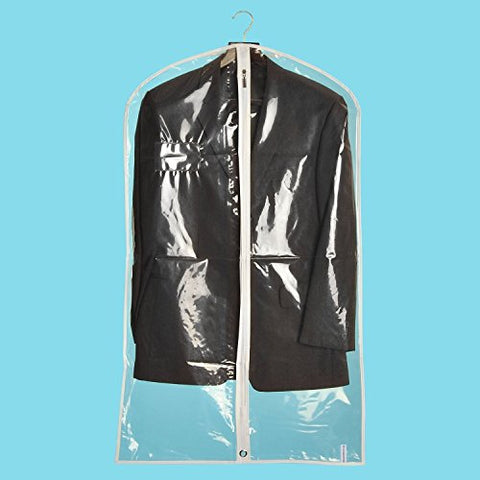 Clear Showerproof Suit Covers with White Trim - 40 Inches