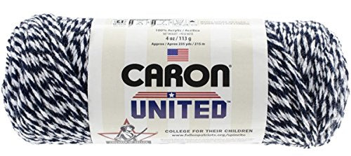 Caron United Yarn White and Navy Marble 235 Yards 4 OZ