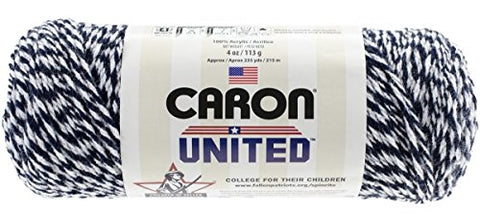 Caron United Yarn White and Navy Marble 235 Yards 4 OZ
