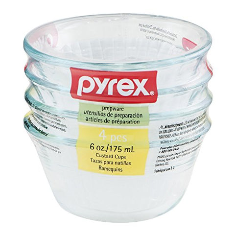 Pyrex Prepware 6 Ounce Dessert, Set of 4, Clear