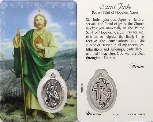 St. Jude Holy Card With Medal (Card)