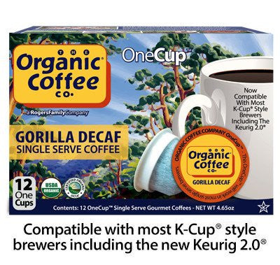 The Organic Coffee Co. OneCup Gorilla Decaf Coffee 12 Count