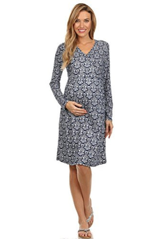 Margo Printed Nursing Dress - Blue, X-Large