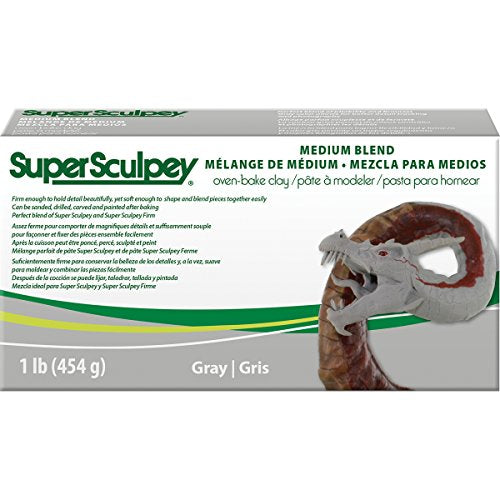 Super Sculpey Medium Blend Gray, 1 lb