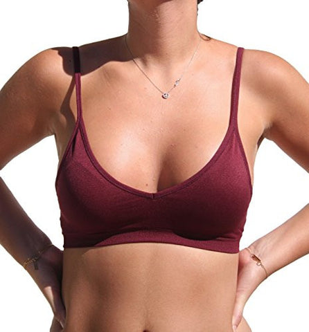 Seamless Plunging V-Neck Sport Bra - Black and Seamless Plunging V-Neck Sport Bra - Beige and Seamless Plunging V-Neck Sport Bra - Burgundy, One Size (Pack of 3)