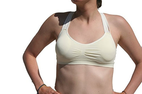 Strappy Criss-Cross Back Comfort Sports Bra - Ivory (One Size)