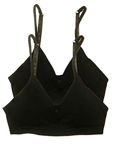Seamless Plunging V-Neck Sport Bra - Black, One Size (Pack of 2)