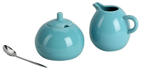 Sugar & Creamer With Spoon, Turquoise 5 Oz