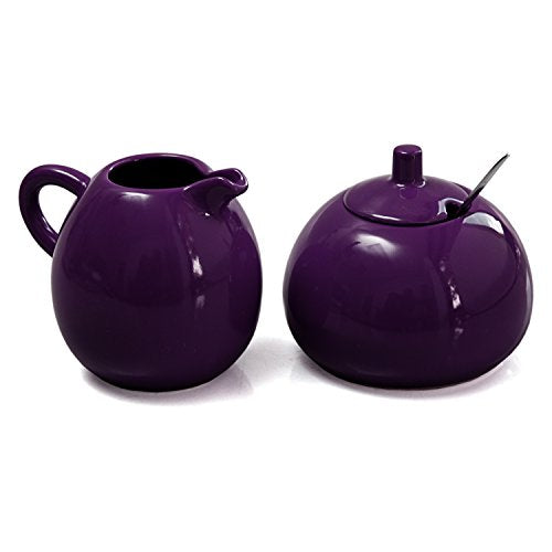 Sugar & Creamer with spoon, Aubergine 5 oz
