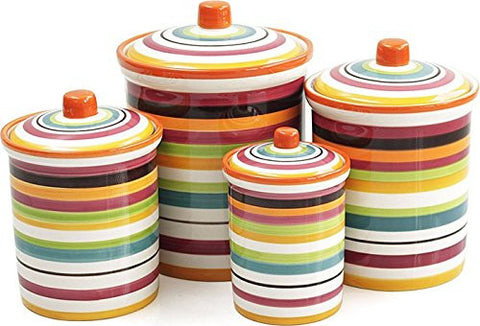 Set of 4 Canisters Multi-Stripes