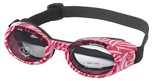 Pink Zebra ILS Doggles with Smoke Lens and Black Strap - Medium