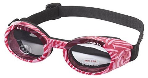 Doggles ILS Pink Zebra Frame/Smoke Lens, Extra Small