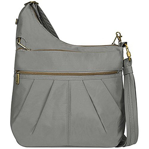 Anti-Theft Signature 3 Compartment Crossbody- Pewter