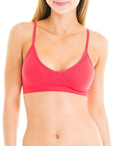 Seamless Plunging V-Neck Sport Bra - Black and Seamless Plunging V-Neck Sport Bra - White and Seamless Plunging V-Neck Sport Bra - Red, One Size (Pack of 3)