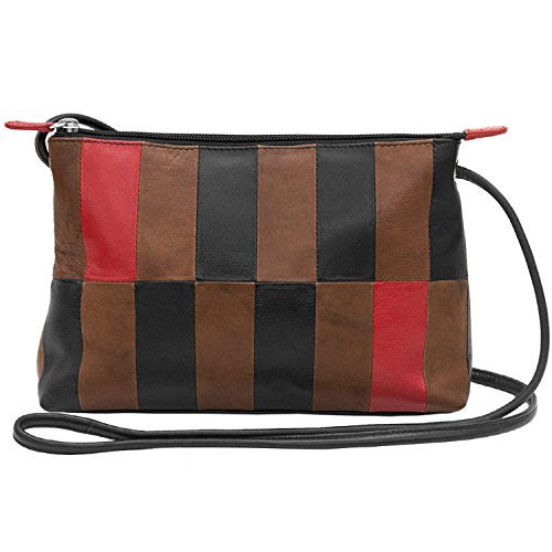 Top Zip, East-West Crossbody Bag, Black Toffee Red