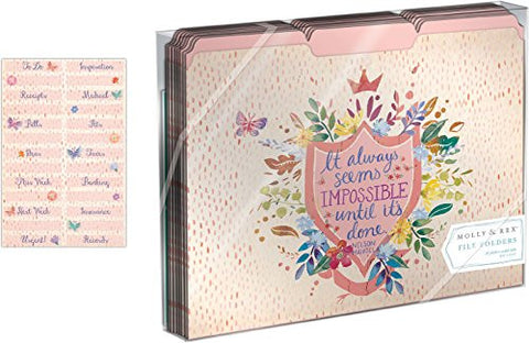 Words in Bloom File Folders, It Always Seems Impossible Until It's Done, box of 10 folders
