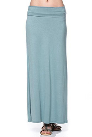 Azules Women'S Rayon Span Maxi Skirt - Solid (Blue Dusty / Large)
