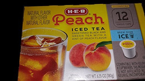 H‑E‑B Peach Iced Tea Single Serve 12 Count.