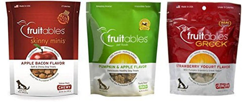 Fruitables, Skinny Minis, Apple Bacon - 5 oz and Fruitables Crunchy Treats, Pumpkin/Apple - 7oz and Fruitables, Greek Yogurt Treats, Strawberry - 7 oz