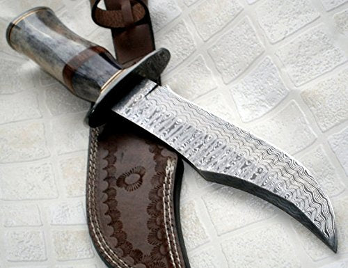 Handmade Damascus Steel 14.00 Inches Bowie Knife - Stained Bone Handle
