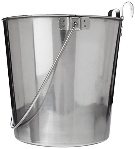 QT Dog Flat Sided Bucket Stainless Steel with Hooks, 6 Quart