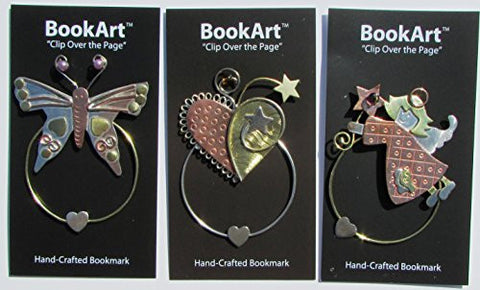 (3 Piece Bundle Pack) Butterfly Clip-Over-The-Page Bookmark and Inspire Heart Clip-Over-The-Page Bookmark and Guardian Angel Clip-Over-The-Page Bookmark