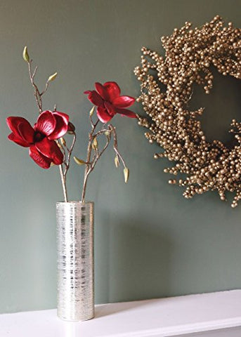 Zodiac Ceramic Cylinder Vase in Silver 12" Tall x 4" Diameter