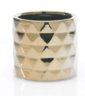 Ceramic Architect Floral Vase in Gold 4" Tall x 4.75" Diameter