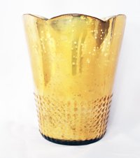 Mercury Glass Floral Rose Gold Vase - 7.5" Tall x 6" Diameter