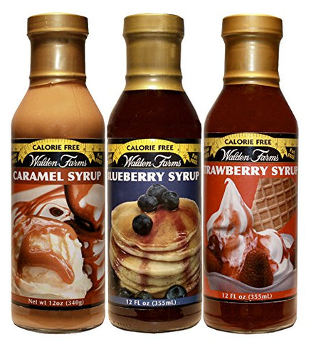 Caramel Syrup 12 oz., Blueberry Syrup 12 oz. and Strawberry Syrup 12 oz.