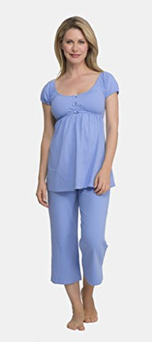 2-Piece Short Sleeve Pajama Set Cornflower Blue, XLarge