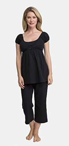 2-Piece Short Sleeve Pajama Set Black, Medium