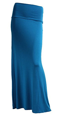 Azules Women'S Rayon Span Maxi Skirt - Solid (Cobalt / Large)