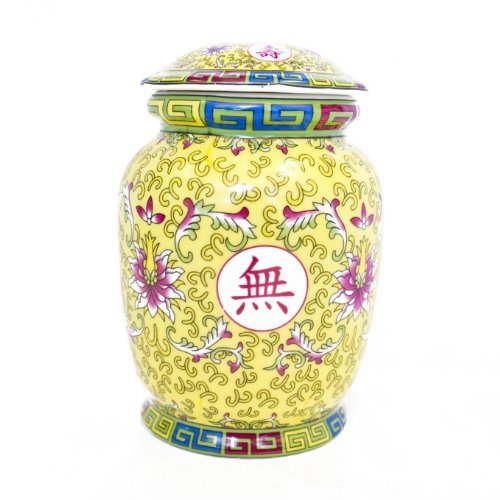 Yellow Wealthy Vases with Lid