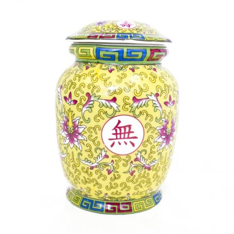 Yellow Wealthy Vases with Lid