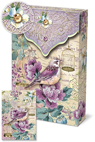 Decorative Pouch Note Cards, Lilac Birdie