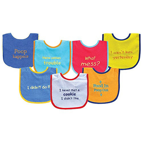 Luvable Friends, Baby Bib, Blue Theme, 7-Pack, One Size