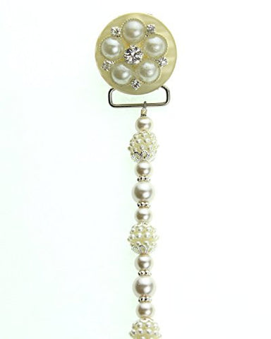 Ivory Vintage Flower and Pearl Pacifier Clip