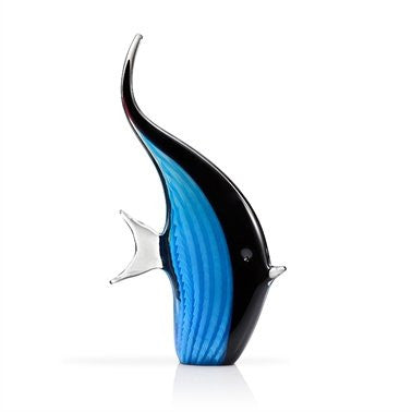 Art Glass Blue Angelfish 12.5”H 6.5”W 2”D Glass 2.7lbs