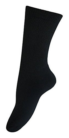 Black Diabetic Crew Socks, Men Size 10-13