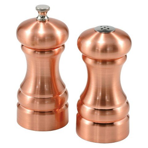 4.5" Columbia, Peppermill & Salt Shaker Set - Brushed Copper, Metal